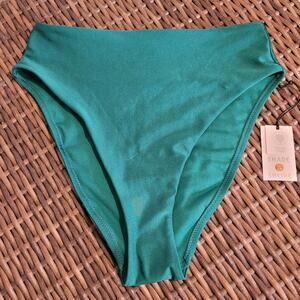 NWT Shade & Shore Teal Green Bikini Bottoms Sz S 4-6 High Waist High Leg Swim